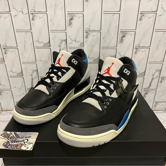 New Nike Air Jordan 3 Retro OG Rare Air Black Blue Red Basketball Shoes Mens main image 15
